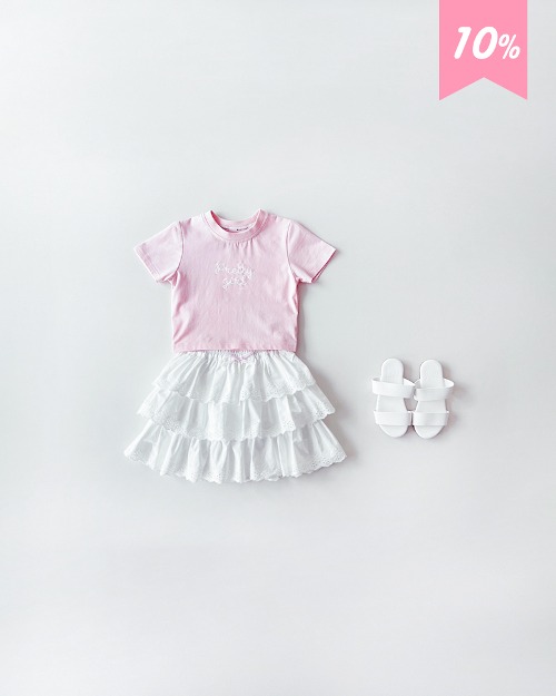 하이디 크롭 티셔츠(핑크)+미샤 스커트 SET